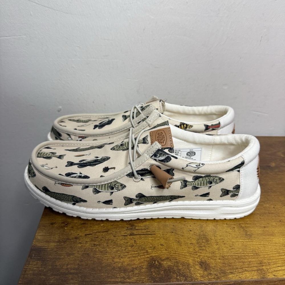 Hey Dude Wally Fish Lure Slip On Shoes Men's Size US 10 White - Picture 2 of 7